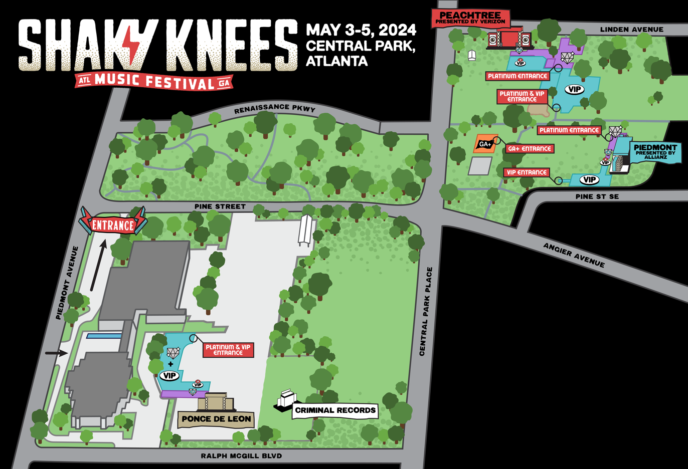Premium Map Shaky Knees Information